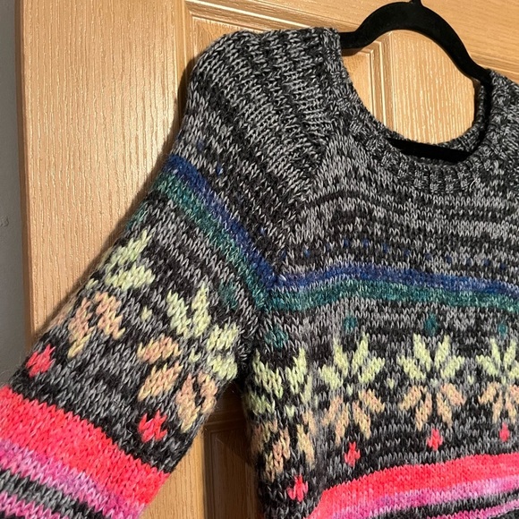 American Eagle Jegging Sweater Rainbow Snowflake Fair Isle Wool - Picture 4 of 9